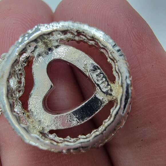 NEW IN BOX 2013 Avon Rhinestone Heart Pendant in Pouch Silver Tone 17-20in‎ NEW - Picture 5 of 6